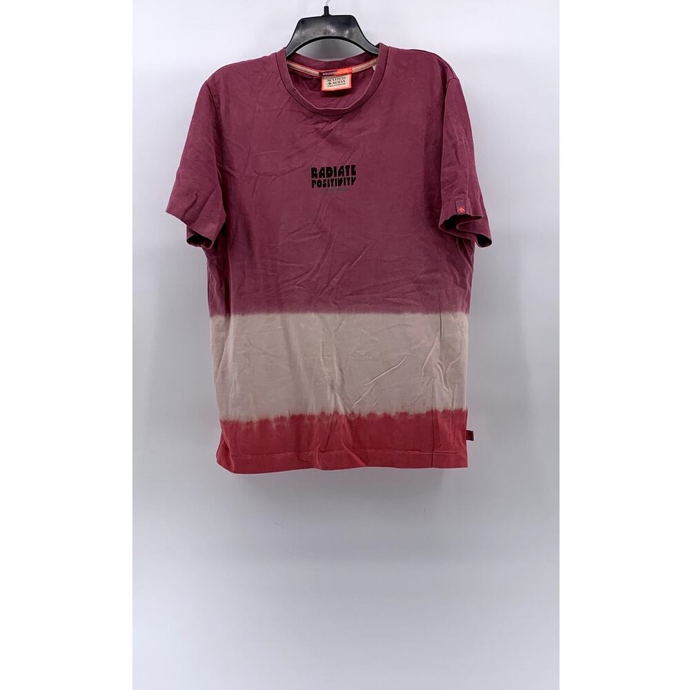 SCOTCH & SODA Men's Pink Tie-Dye Weekend Edition Radiate Positivity T-Shirt SZ M - Picture 1 of 14